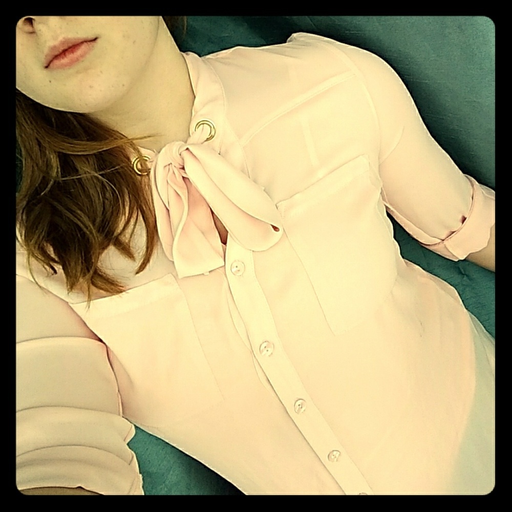 Sheer baby-pink blouse